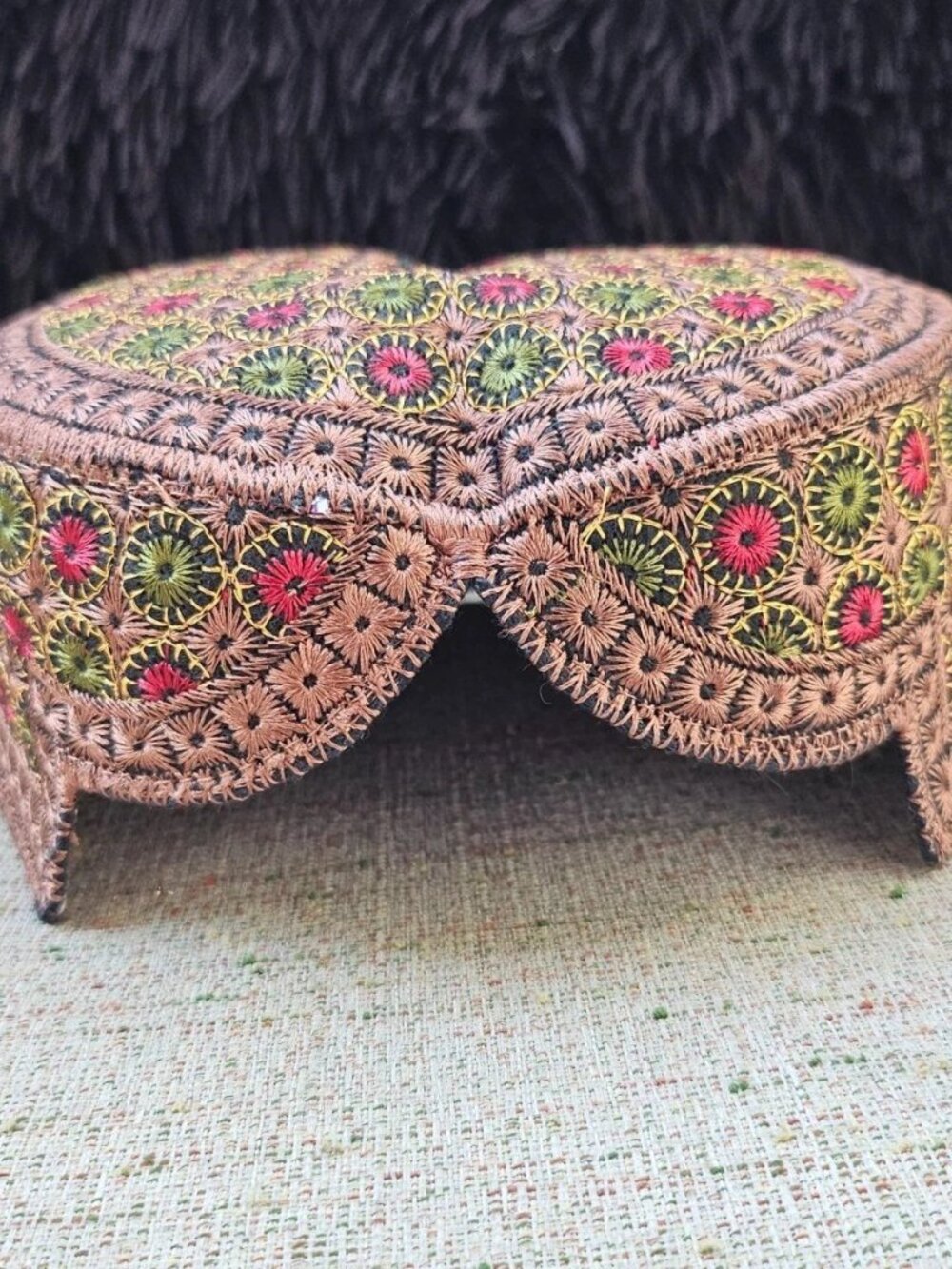 Sindhi Hat Men Round Front Cut Cultural Ethnic Embroidery Cap Topi Handmade